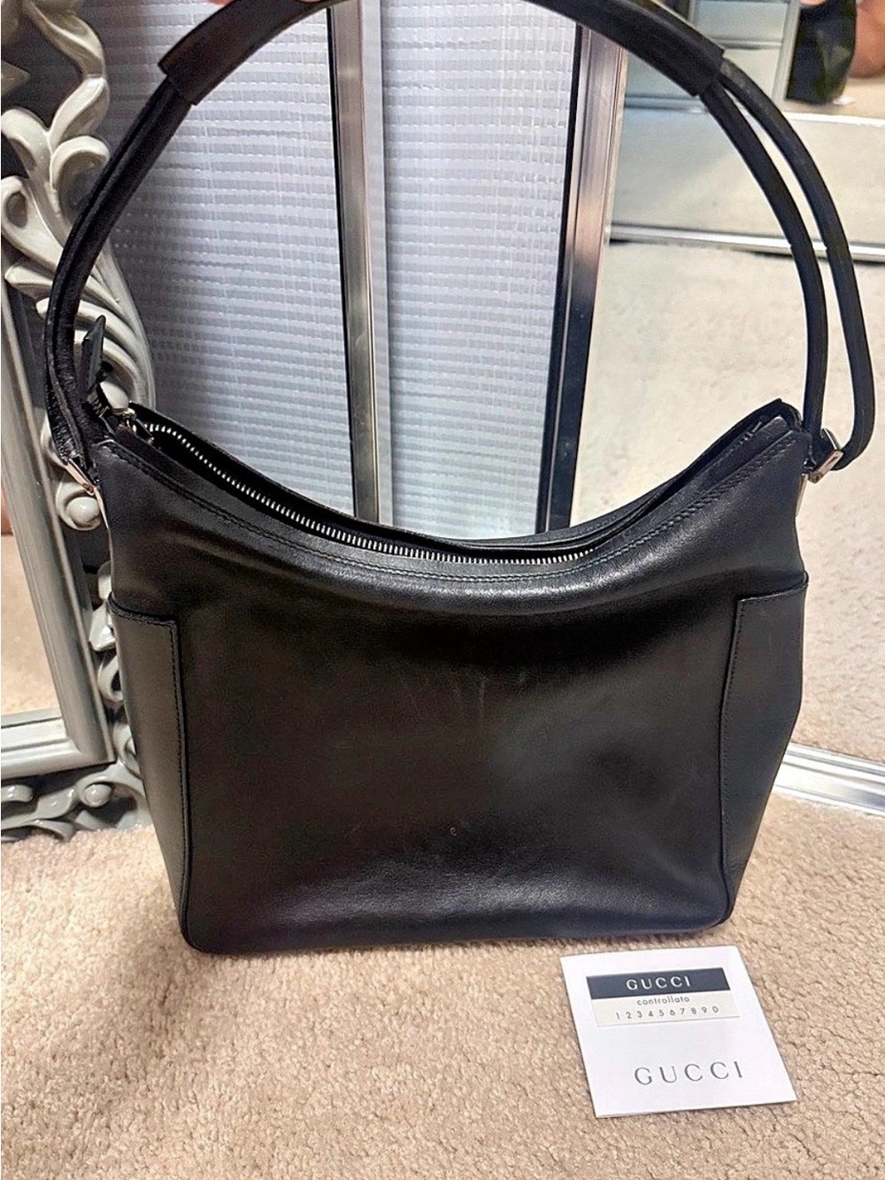 Gucci Black Leather Hobo Bag